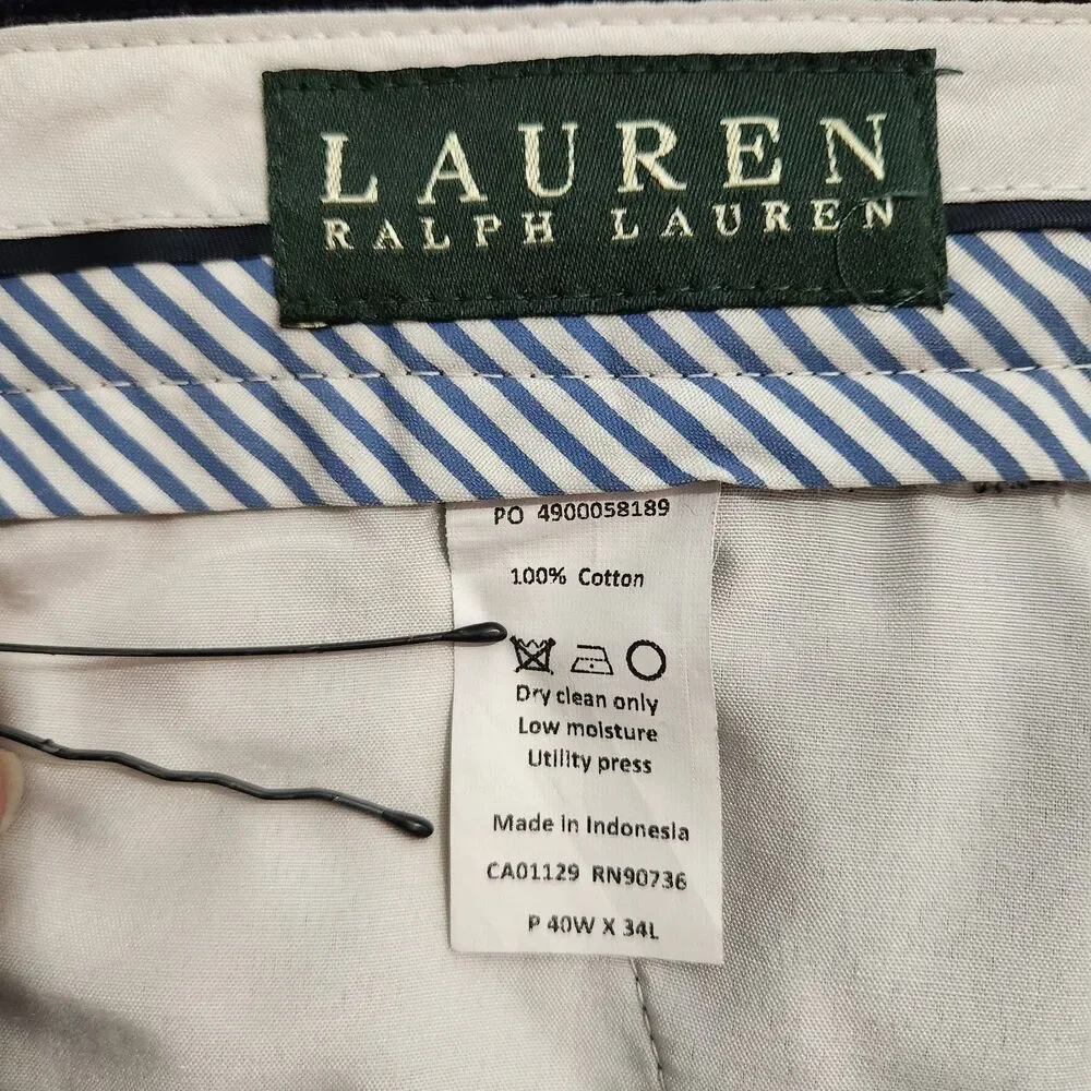 Lauren Ralph Lauren Corduroy Pants Men 40X34(33.5) Navy Straight Leg